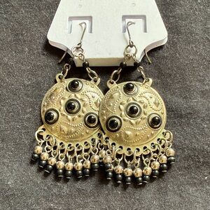Silver and Black Bohemian Earrings